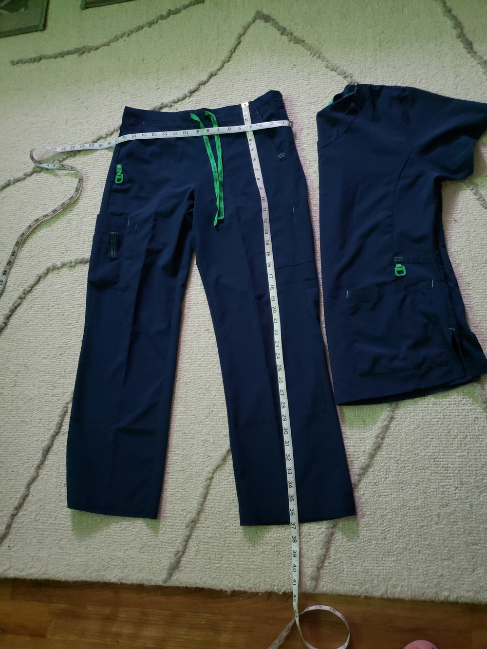 Carhartt Navy Scrub Top with Bright Green Trim. Outfit Scrub...